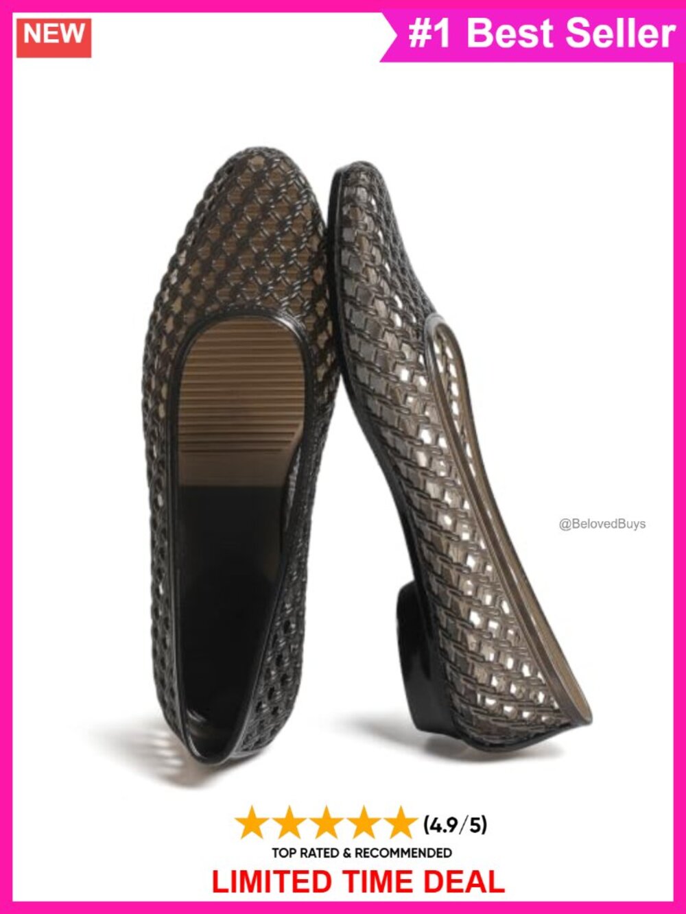 Womens Jelly Low Heel Mary Jane Sandals PVC Closed Toe Slip On Flats